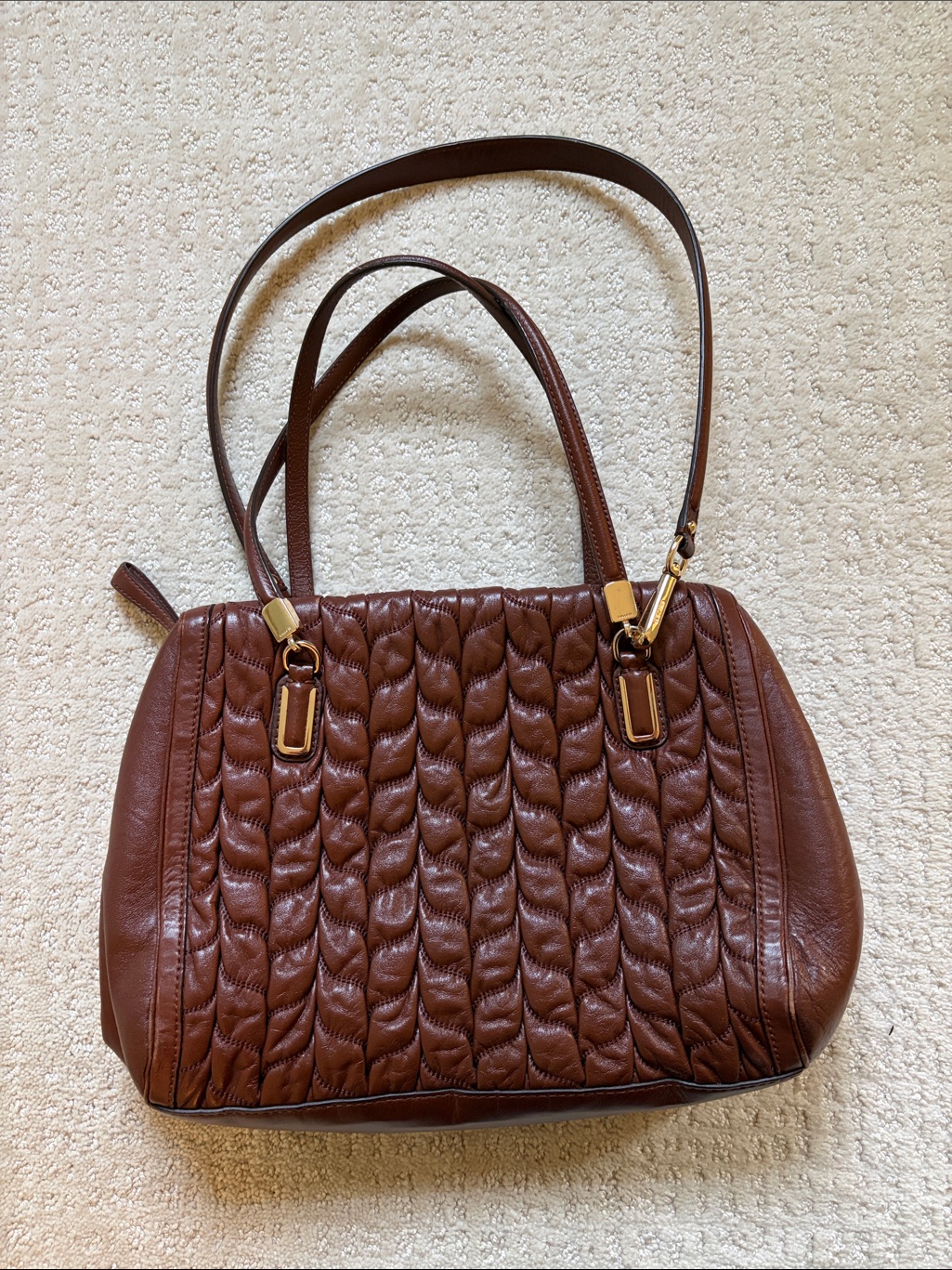 Coach Bag Madison Gathered Chevron Leather Madeline Satchel 25985 Putty